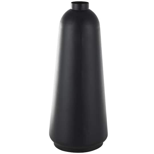 Black Metal Vase with Narrow Opening